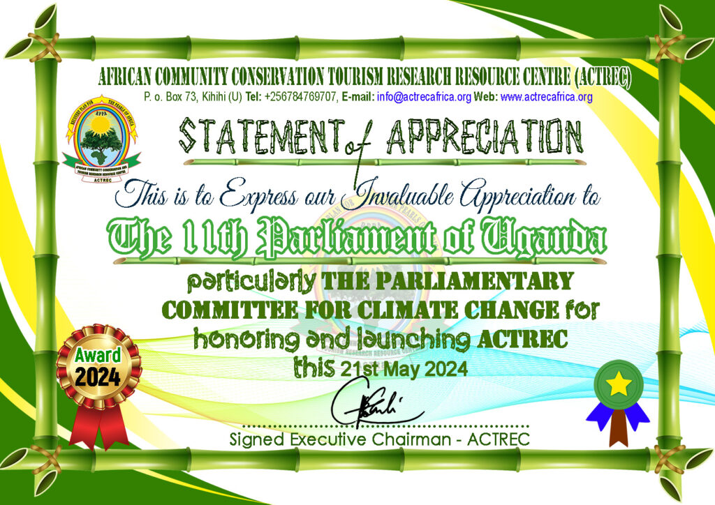 11th Parliament of Uganda Climate Change Certificate - ACTREC